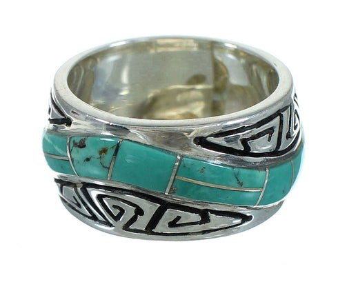 Turquoise Water Wave Southwest Genuine Sterling Silver Ring Size 6-1/4 QX85791