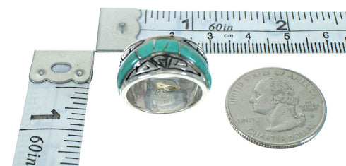 Turquoise Water Wave Southwest Genuine Sterling Silver Ring Size 6-1/4 QX85791