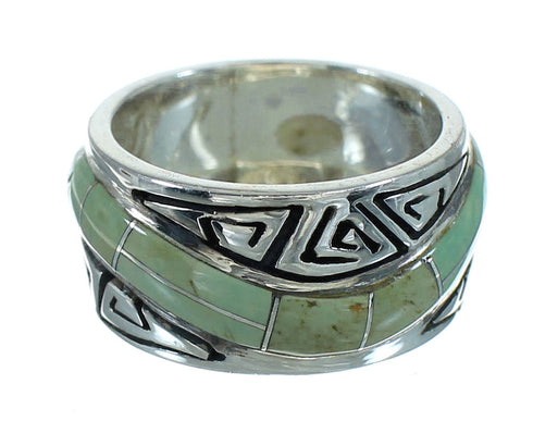 Silver Turquoise Southwest Water Wave Ring Size 5-1/2 QX85793