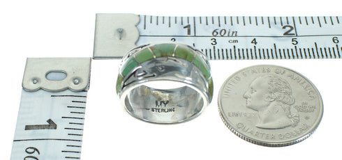 Southwest Turquoise Silver Water Wave Ring Size 4-3/4 QX85801