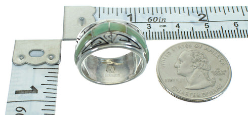 Water Wave Genuine Sterling Silver Southwestern Turquoise Ring Size 5 QX85816