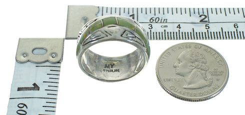 Water Wave Southwestern Genuine Sterling Silver Turquoise Ring Size 6-3/4 QX85824