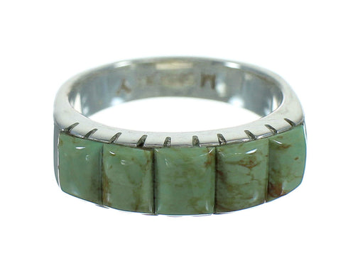 Turquoise Inlay Authentic Sterling Silver Ring Size 5-1/4 AX84994