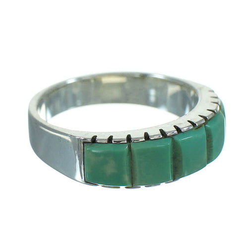 Authentic Sterling Silver Southwestern Turquoise Jewelry Ring Size 6-1/4 AX85055