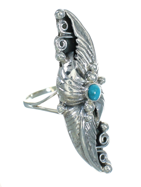 Turquoise Southwestern Silver Ring Size 5-3/4 QX85329