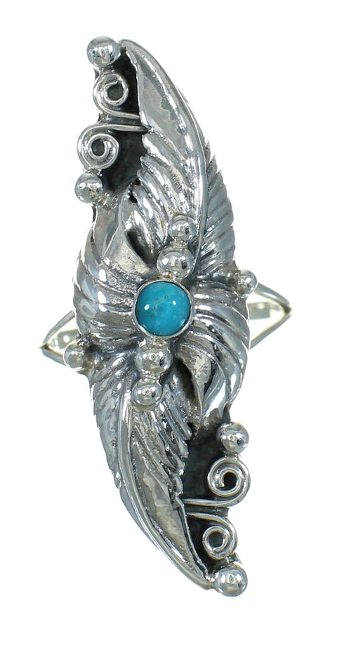 Turquoise Southwestern Silver Ring Size 5-3/4 QX85329