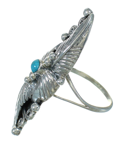 Turquoise Southwestern Silver Ring Size 5-3/4 QX85329