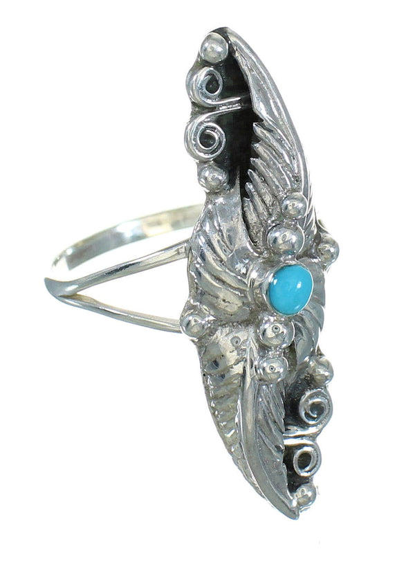 Southwestern Sterling Silver Turquoise Ring Size 7-3/4 QX85277