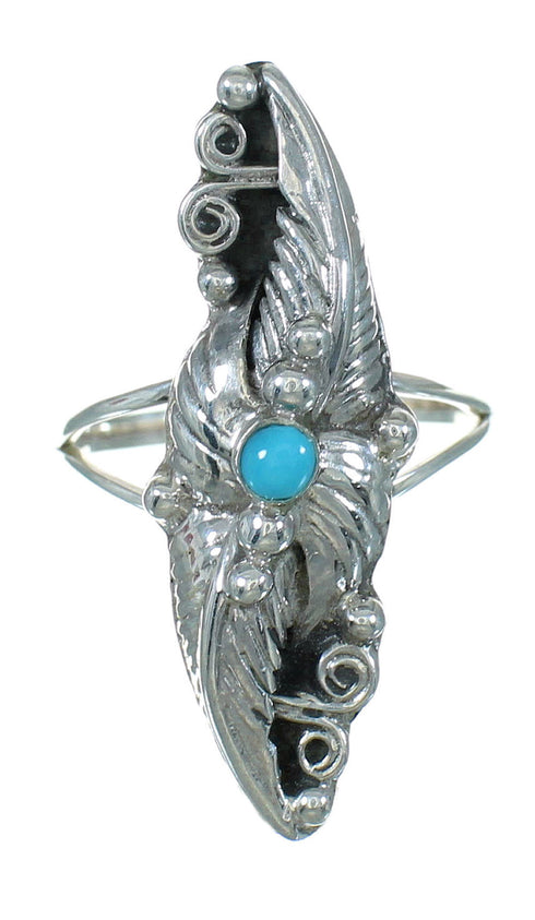 Southwestern Sterling Silver Turquoise Ring Size 7-3/4 QX85277