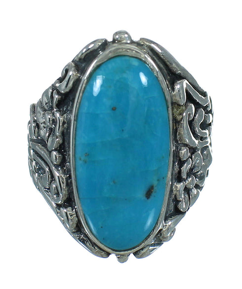 Turquoise Silver Southwest Flower Ring Size 5-1/4 YX85381
