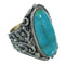 Turquoise Genuine Sterling Silver Southwestern Flower Ring Size 5-3/4 YX85418