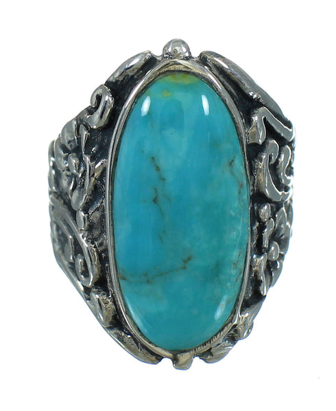 Turquoise Genuine Sterling Silver Southwestern Flower Ring Size 5-3/4 YX85418