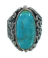 Turquoise Genuine Sterling Silver Southwestern Flower Ring Size 5-3/4 YX85418