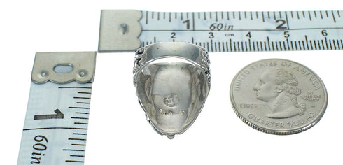 Turquoise Genuine Sterling Silver Southwestern Flower Ring Size 5-3/4 YX85418