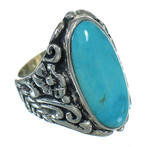 Turquoise Authentic Sterling Silver Southwest Flower Ring Size 5-1/2 YX85421
