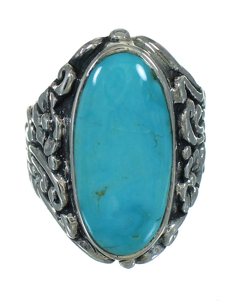 Turquoise Authentic Sterling Silver Southwest Flower Ring Size 5-1/2 YX85421