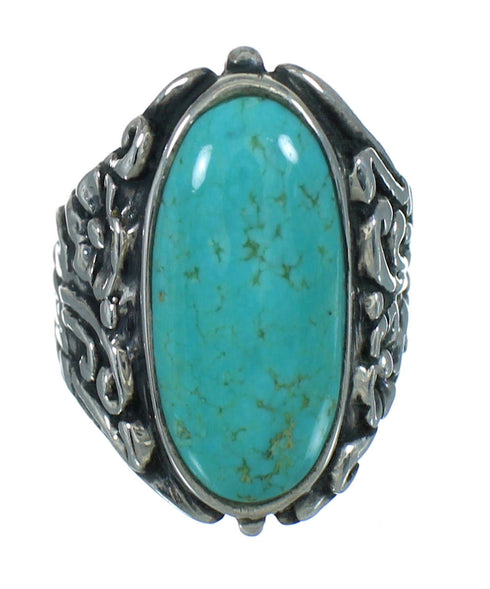 Southwestern Turquoise And Sterling Silver Flower Ring Size 5-3/4 YX85468