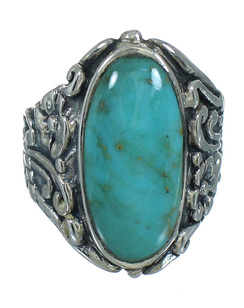 Southwestern Turquoise And Authentic Sterling Silver Flower Ring Size 7-1/2 YX85475