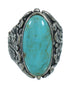 Southwestern Silver Flower Turquoise Ring Size 6-3/4 YX85477