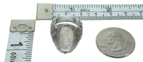 Southwestern Silver Flower Turquoise Ring Size 6-3/4 YX85477