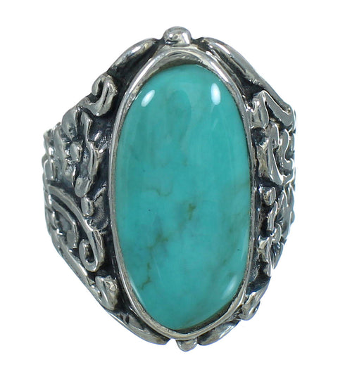 Southwest Genuine Sterling Silver Flower Turquoise Ring Size 7 YX85492