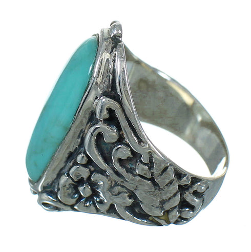 Southwest Genuine Sterling Silver Flower Turquoise Ring Size 7 YX85492