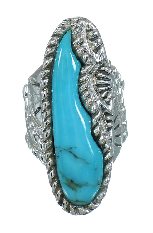 Genuine Sterling Silver And Turquoise Southwestern Ring Size 4-1/2 YX85568