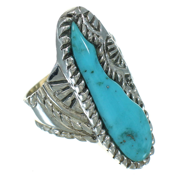 Southwestern Turquoise Silver Ring Size 6-1/4 YX85582