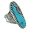 Southwestern Turquoise Silver Ring Size 6-1/4 YX85582