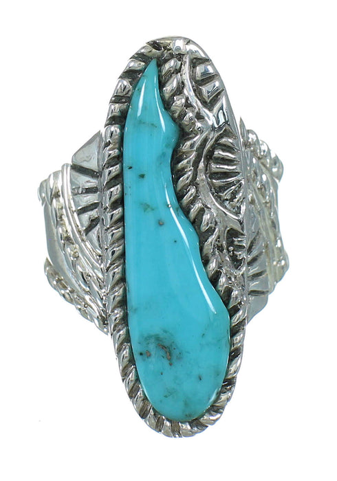 Southwestern Turquoise Silver Ring Size 6-1/4 YX85582