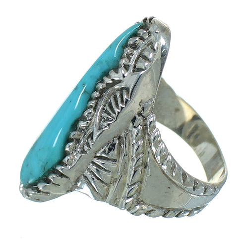 Southwestern Turquoise Silver Ring Size 6-1/4 YX85582