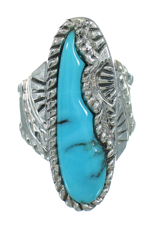 Southwest Turquoise And Authentic Sterling Silver Ring Size 7-3/4 YX85617