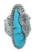 Southwest Turquoise And Authentic Sterling Silver Ring Size 7-3/4 YX85617