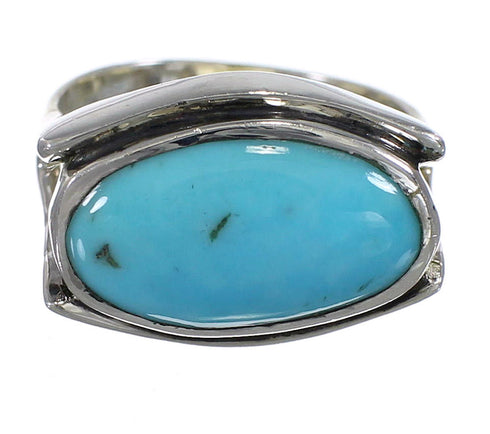 Southwestern Turquoise Sterling Silver Ring Size 6-1/2 QX83770