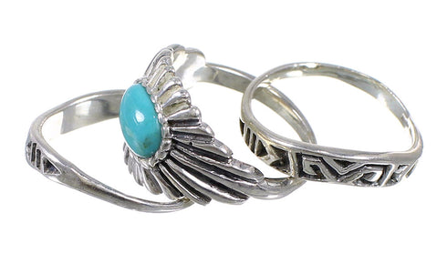 Stackable Turquoise Southwest Silver Ring Set Size 5-3/4 QX83886