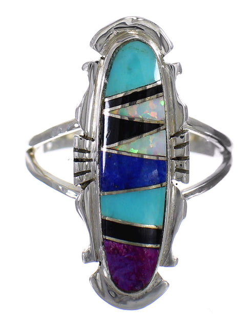 Southwest Multicolor Genuine Sterling Silver Ring Size 5-1/2 QX84840
