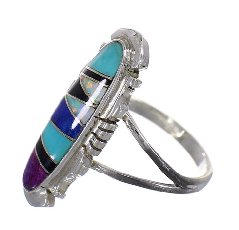 Southwest Multicolor Genuine Sterling Silver Ring Size 5-1/2 QX84840