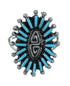 Turquoise Silver Southwest Needlepoint Water Wave Ring Size 7 QX84760