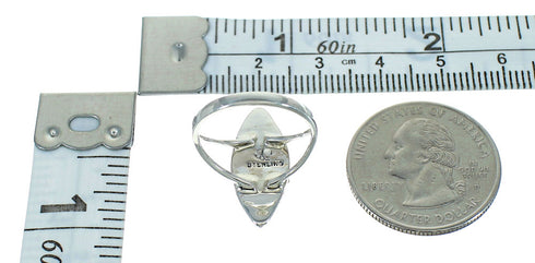 Southwestern Turquoise Silver Needlepoint Water Wave Ring Size 8 QX84779