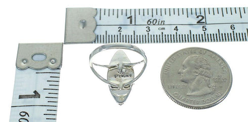 Turquoise Southwestern Genuine Sterling Silver Needlepoint Water Wave Ring Size 7-1/2 QX84777