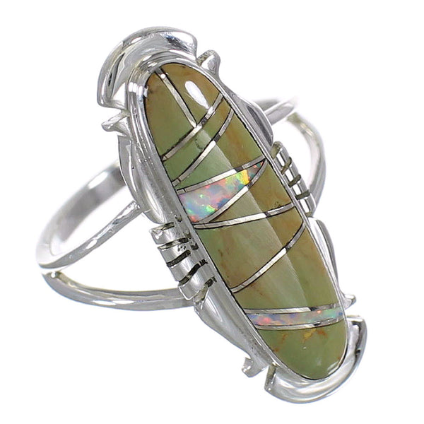 Southwestern Turquoise Opal And Silver Ring Size 7-1/2 YX83542