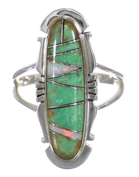 Southwest Turquoise Opal And Sterling Silver Ring Size 4-3/4 YX83543
