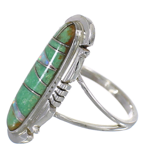 Southwest Turquoise Opal And Sterling Silver Ring Size 4-3/4 YX83543