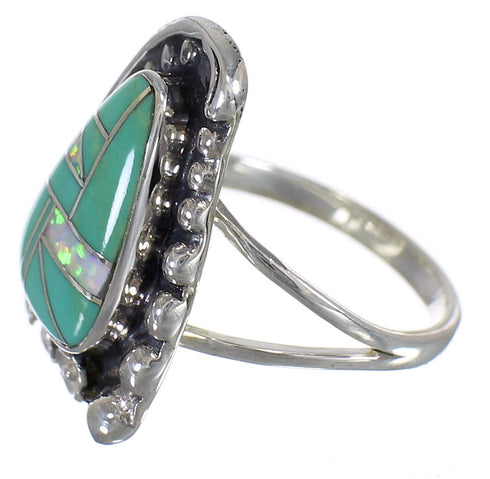 Turquoise Opal Sterling Silver Southwest Flower Ring Size 5-1/4 YX83683