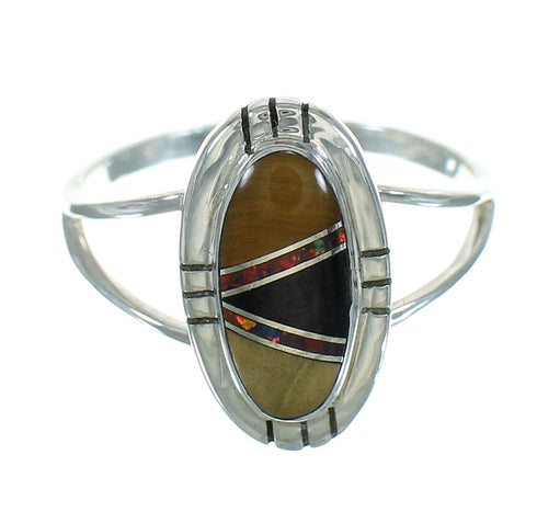Southwestern Authentic Sterling Silver Multicolor Ring Size 8-1/2 UX83899