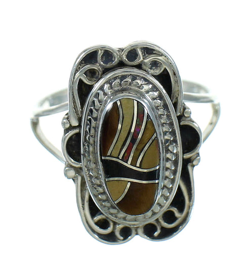 Southwest Genuine Sterling Silver And Multicolor Ring Size 5-1/2 UX83907