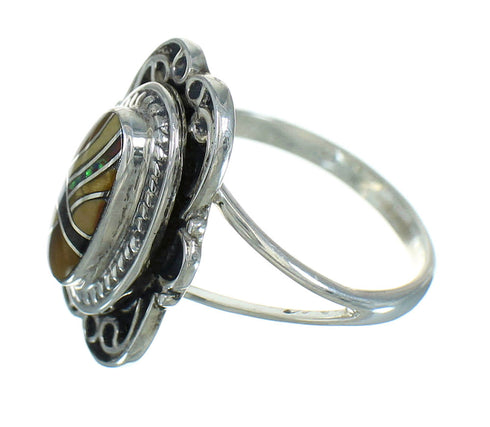 Southwest Genuine Sterling Silver And Multicolor Ring Size 5-1/2 UX83907