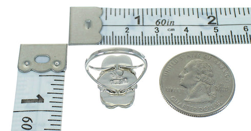 Silver And Multicolor Inlay Ring Size 8-1/4 UX83940