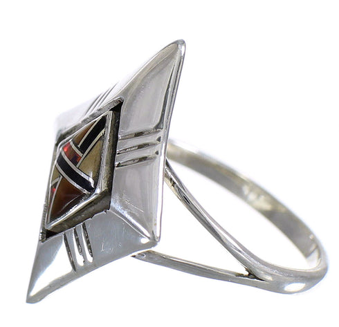 Southwestern Genuine Stering Silver Multicolor Ring Size 5-1/2 RX84033