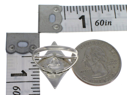 Genuine Stering Silver Southwest Multicolor Inlay Ring Size 8-1/4 RX84069